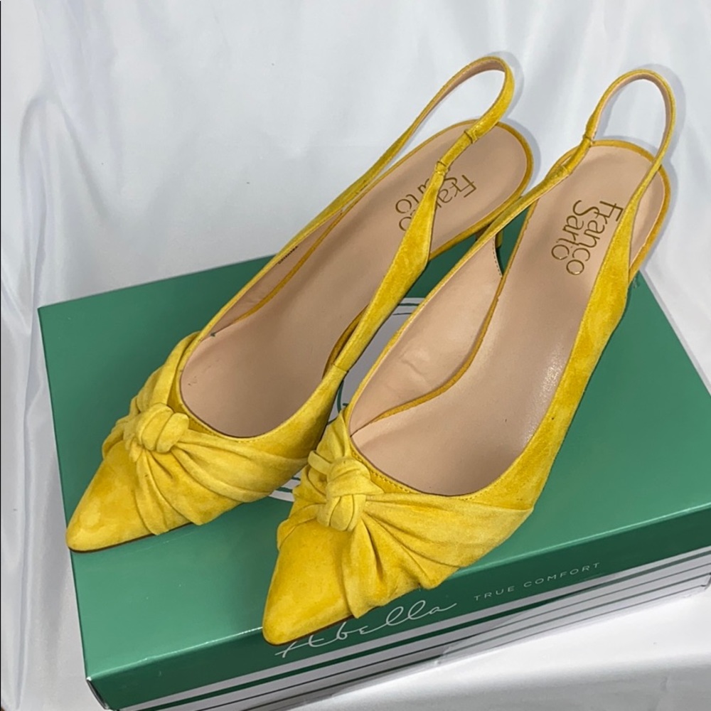 Franco Sarto Yellow Suede Heels